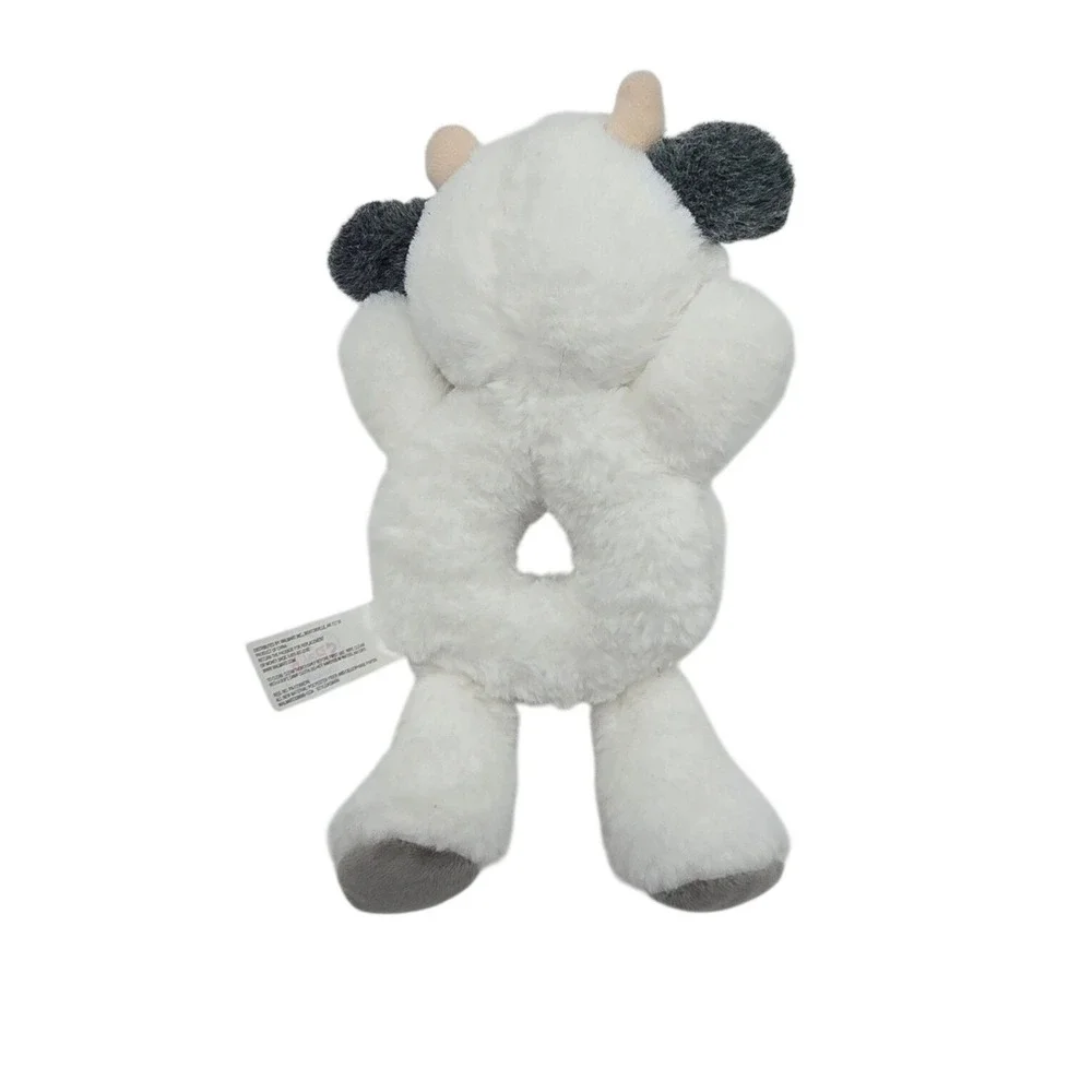 Spark Create Imagine Cow Baby Rattle Plush White Grey Spotted Crinkle Toy 336680